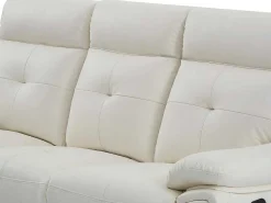 3- + 2-Zits-Relaxbank Van Wit Leer Vineta-Vente-unique Discount