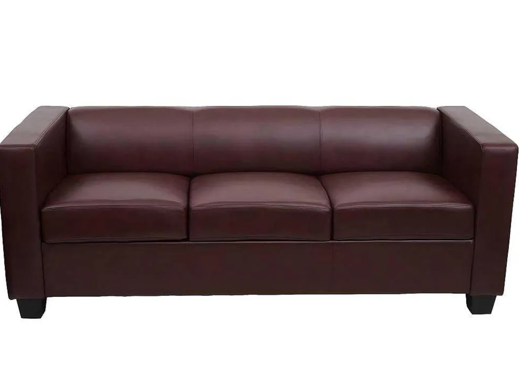 3-2-1 Bankstel Lille (3-Delig), Kunstleer, Roodbruin-Vente-unique New