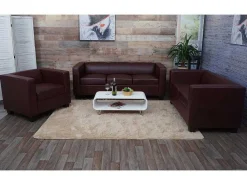 3-2-1 Bankstel Lille (3-Delig), Kunstleer, Roodbruin-Vente-unique New