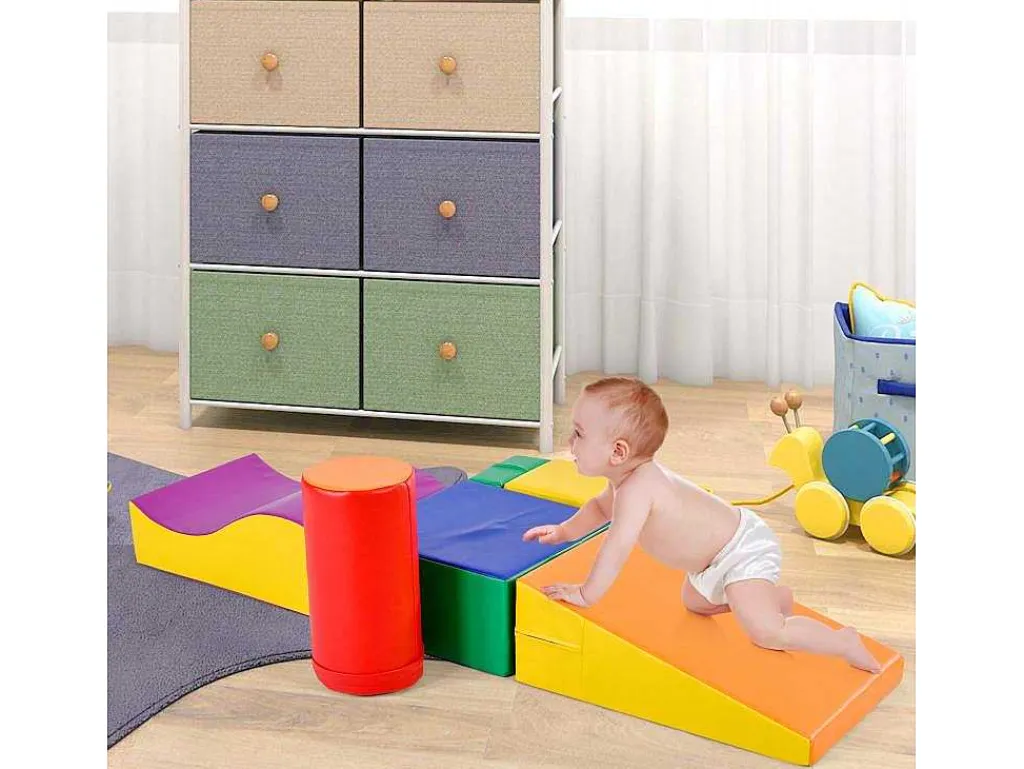 6 Bouwstenen Voor Kinderen Of Baby'S - Trappen En Glijbaan - Klimspeelgoed - Pu + Epe - Gratis Combinatie-Vente-unique Hot
