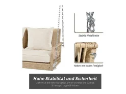114 Cm Hangstoel In Pe Rotan - 2 Plaatsen - 11 Cm Gewatteerd Zitkussen - Beige-Vente-unique Outlet