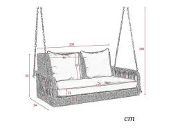 114 Cm Hangstoel In Pe Rotan - 2 Plaatsen - 11 Cm Gewatteerd Zitkussen - Beige-Vente-unique Outlet