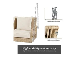 114 Cm Hangstoel In Pe Rotan - 2 Plaatsen - 11 Cm Gewatteerd Zitkussen - Beige-Vente-unique Outlet