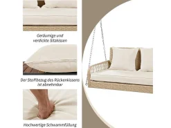 114 Cm Hangstoel In Pe Rotan - 2 Plaatsen - 11 Cm Gewatteerd Zitkussen - Beige-Vente-unique Outlet