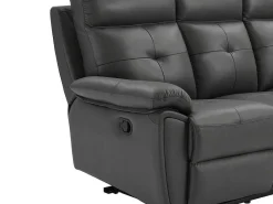 3- En 2-Zits-Relaxbank Van Grijs Leer Vineta-Vente-unique