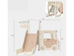 3 In 1 Glijbaan - Met Trap, Basketbalring - Autovorm - Roze-ModernLuxe