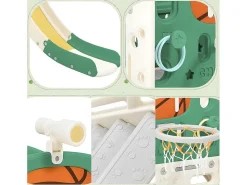 4 In 1 Glijbaan - Met Trap, Opbergruimte, Basketbalring - Groen-ModernLuxe Online