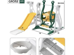 4 In 1 Glijbaan - Met Trap, Schommel, Basketbalring - Groen-ModernLuxe Sale