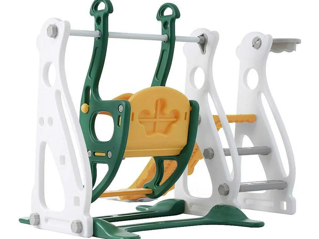 4 In 1 Glijbaan - Met Trap, Schommel, Basketbalring - Groen-ModernLuxe Sale