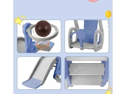 4 In 1 Glijbaan - Met Trap, Schommel, Basketbalring - Blauw-ModernLuxe Outlet