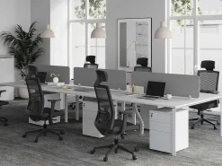 6 Persoons Bureau Bank - Wit - L140 Cm - Met Tussenschotten - Downtown-Workēa Discount