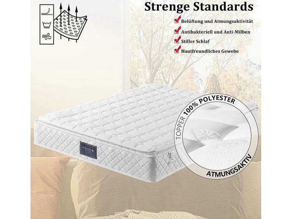 140 X 200 Cm Matras Met 7-Zone Pocketveren En Hr-Foam, 25 Cm Dik - Merax-Vente-unique Outlet