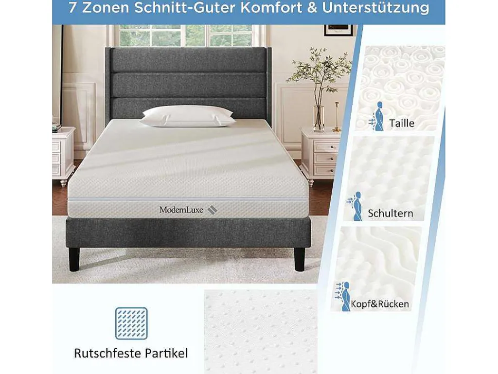 90 X 200 Cm Schuimmatras 7 Comfortzones Dikte 20Cm - Merax-Vente-unique