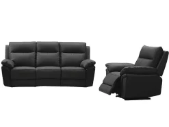 3 Zits Relaxbank En -Fauteuil Van Buffelleer Pakita - Zwart-Vente-unique Outlet