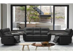 3+2 Zits Relaxbank En -Fauteuil Van Buffelleer Pakita - Zwart-Vente-unique Best
