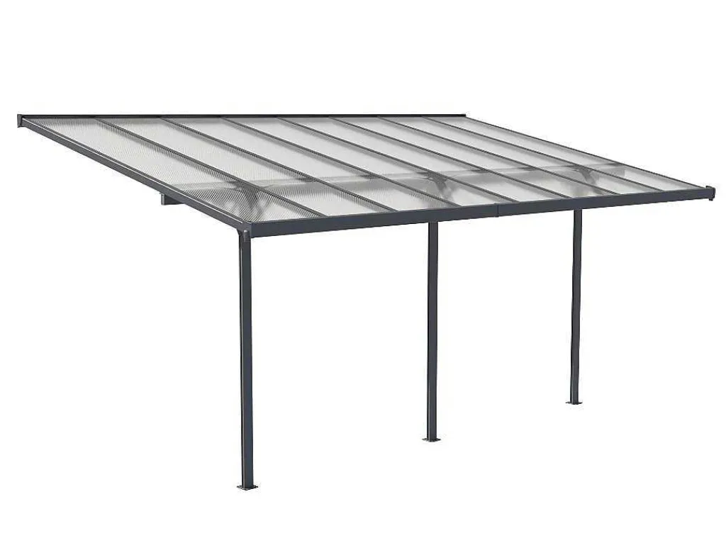 Aanleunende Pergola In Aluminium 15,1M Antraciet Alvaro - L497Xd305Xh240/285 Cm-EXPERTLAND Discount