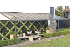 Aanleunende Pergola In Aluminium 18,8M Antraciet Alvaro - L618Xd305Xh240/285 Cm-EXPERTLAND Outlet