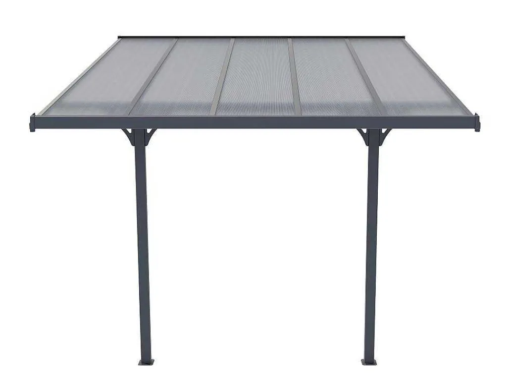 Aanleunende Pergola In Aluminium 9,5M Antraciet Alvaro - L314Xd305Xh240/285 Cm-EXPERTLAND Outlet