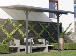 Aanleunende Pergola In Aluminium 9,5M Antraciet Alvaro - L314Xd305Xh240/285 Cm-EXPERTLAND Outlet