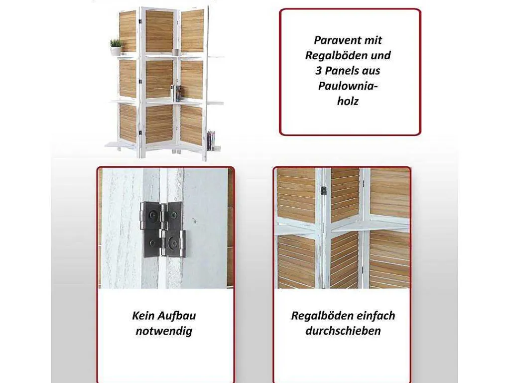 Aberdeen Scherm Met Planken, Wit/Bruin-Vente-unique Clearance
