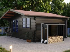Afdak Voor Hout Van Gegalvaniseerd Staal 2,23 M3, L182 X D83 X H148 Cm - Derwood-EXPERTLAND Outlet