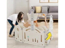 Afneembare En Opvouwbare Babybox 12+2 Met Speelbord, Basketbalring En Schommel Poederroze-ModernLuxe Discount