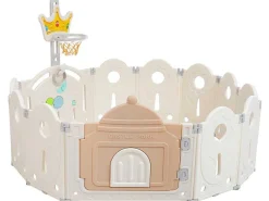 Afneembare En Opvouwbare Babybox 12+2 Met Speelbord, Basketbalring En Schommel Poederroze-ModernLuxe Discount