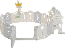Afneembare En Opvouwbare Babybox 12+2 Met Speelbord, Basketbalring En Schommel Lichtgrijs-ModernLuxe Online