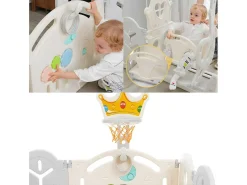 Afneembare En Opvouwbare Babybox 12+2 Met Speelbord, Basketbalring En Schommel Lichtgrijs-ModernLuxe Online