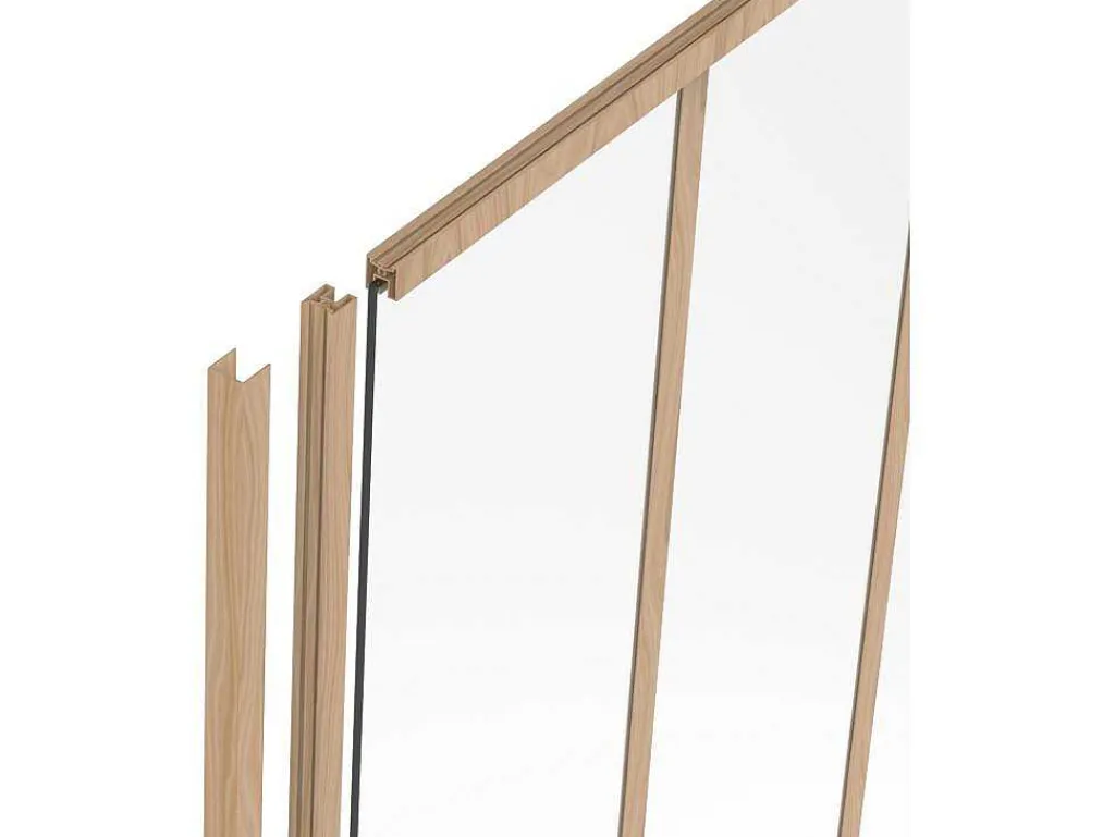 Afsluitlat Voor Glazen Binnenraam In Aluminium Met Poedercoating - H130 Cm - Lichte Houtlook - Bayview-Vente-unique