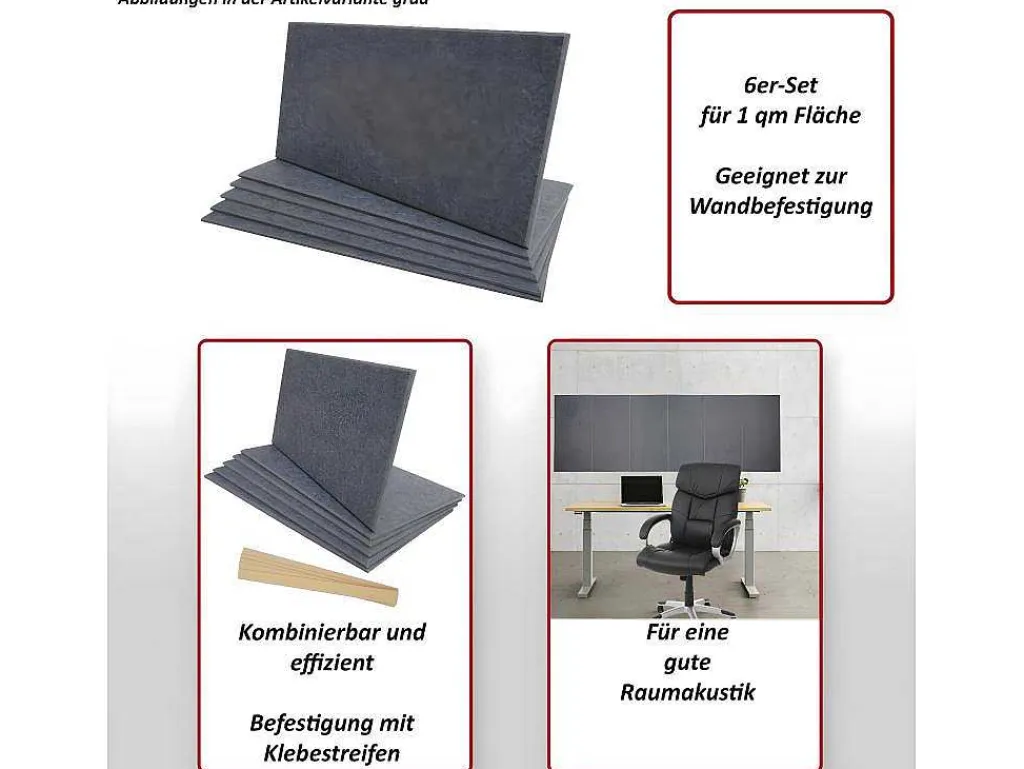 Akoestisch Wandpaneel Mcw-L52 (Set Van 6), Blauw-Vente-unique Discount