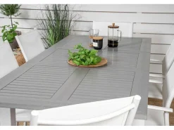 Albany Tuinmeubelset Tafel 90X152/210Cm En 6 Stoel Santorini Wit, Grijs, Cremekleur.-Vente-unique Best