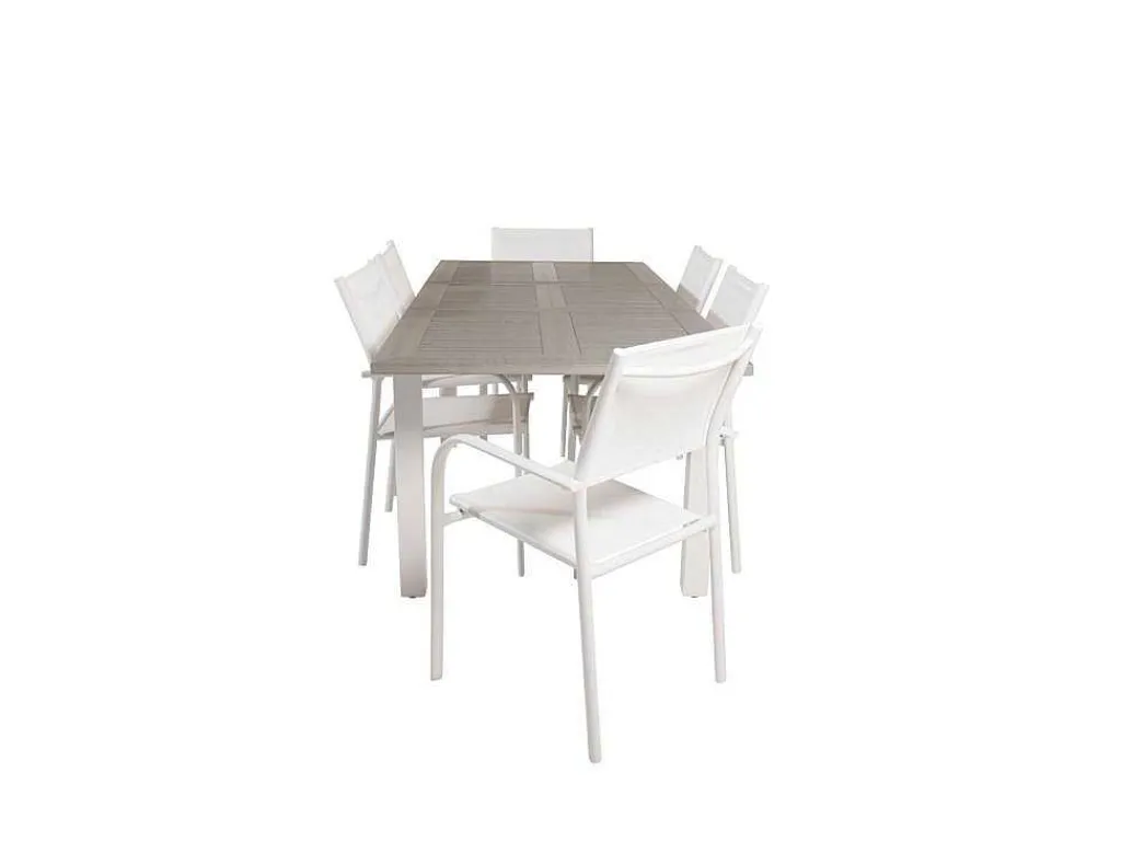 Albany Tuinmeubelset Tafel 90X152/210Cm En 6 Stoel Santorini Wit, Grijs, Cremekleur.-Vente-unique Best