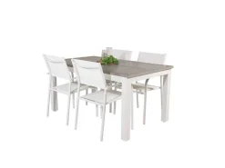 Albany Tuinmeubelset Tafel 90X152/210Cm En 4 Stoel Santorini Wit, Grijs, Cremekleur.-Vente-unique Clearance