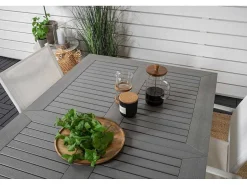 Albany Tuinmeubelset Tafel 90X152/210Cm En 4 Stoel Santorini Wit, Grijs, Cremekleur.-Vente-unique Clearance