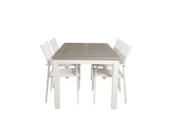 Albany Tuinmeubelset Tafel 90X152/210Cm En 4 Stoel Santorini Wit, Grijs, Cremekleur.-Vente-unique Clearance