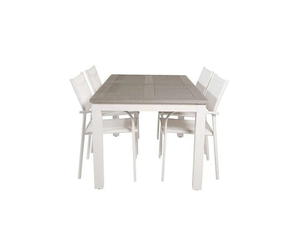 Albany Tuinmeubelset Tafel 90X152/210Cm En 4 Stoel Santorini Wit, Grijs, Cremekleur.-Vente-unique Clearance