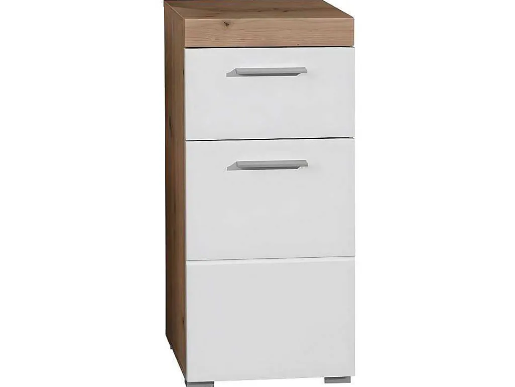 Amandamandobea Badkamerkast 1 Lade, 2 Deuren Eiken Decor, Wit Hoogglans.-Trendteam Hot