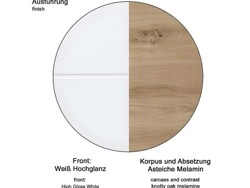 Amandamandobea Badkamerkast 1 Lade, 2 Deuren Eiken Decor, Wit Hoogglans.-Trendteam Hot