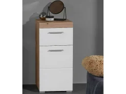 Amandamandobea Badkamerkast 1 Lade, 2 Deuren Eiken Decor, Wit Hoogglans.-Trendteam Hot