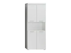 Amandamandobea Kolomkast 1 Open Vak, 4 Deuren Wit, Wit Hoogglans.-Trendteam Online