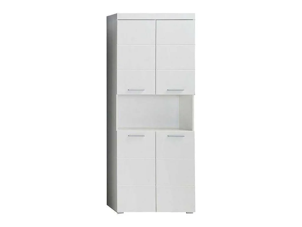 Amandamandobea Kolomkast 1 Open Vak, 4 Deuren Wit, Wit Hoogglans.-Trendteam Online