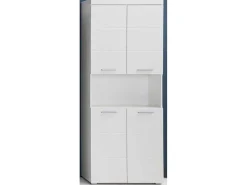 Amandamandobea Kolomkast 1 Open Vak, 4 Deuren Wit, Wit Hoogglans.-Trendteam Online