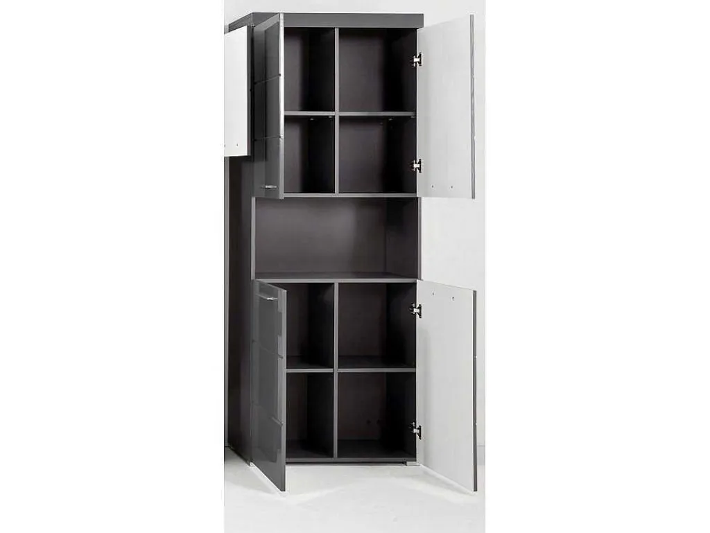 Amandamandobea Kolomkast 1 Open Vak, 4 Deuren Grijs, Agave Grijs Hoogglans.-Trendteam Clearance