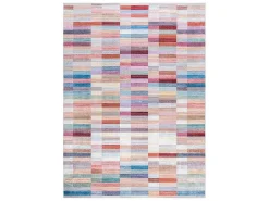 Andre 2295 Tapijt Wasbaar Klaver Strips Antislip - Roze / Blauw 120X170 Cm-RugsX Sale