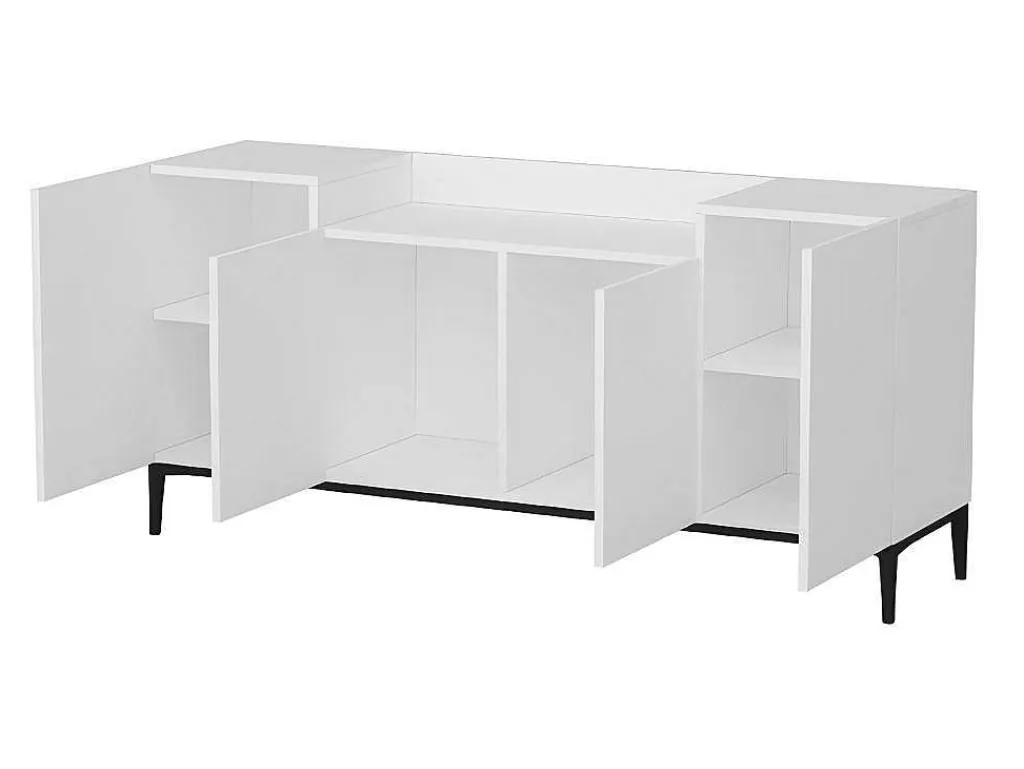Annalisa Multifunctioneel Kabinet, Wit, Zwart, 160X42X75 Cm,-EPIKASA