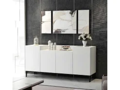 Annalisa Multifunctioneel Kabinet, Wit, Zwart, 160X42X75 Cm,-EPIKASA