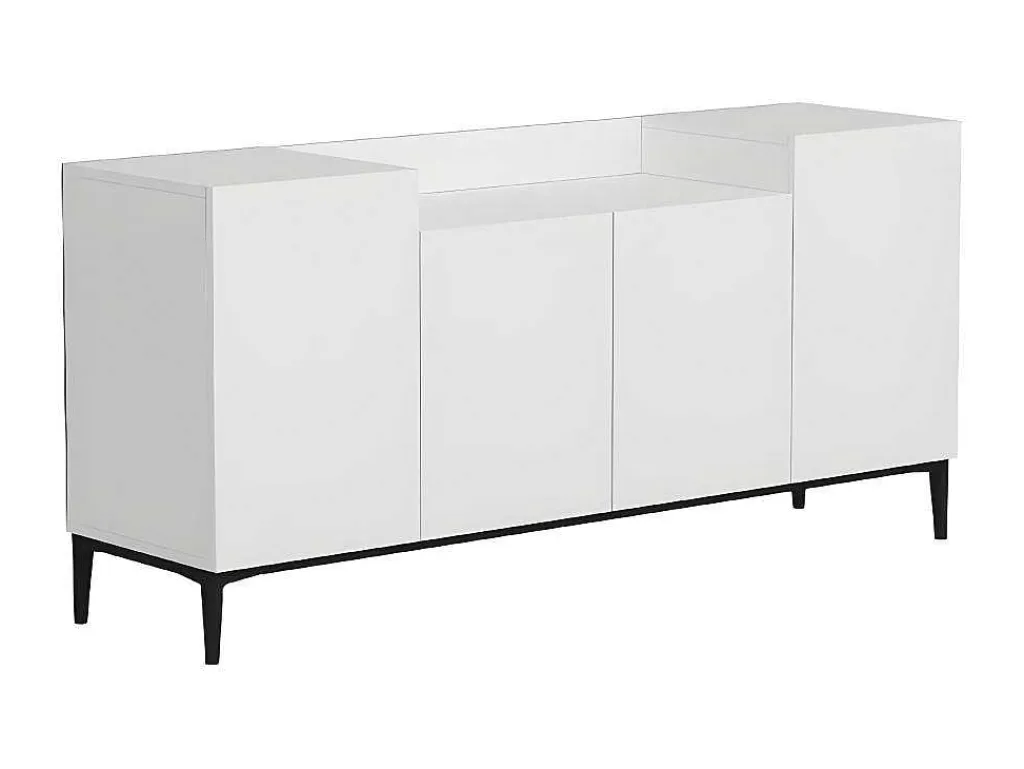 Annalisa Multifunctioneel Kabinet, Wit, Zwart, 160X42X75 Cm,-EPIKASA
