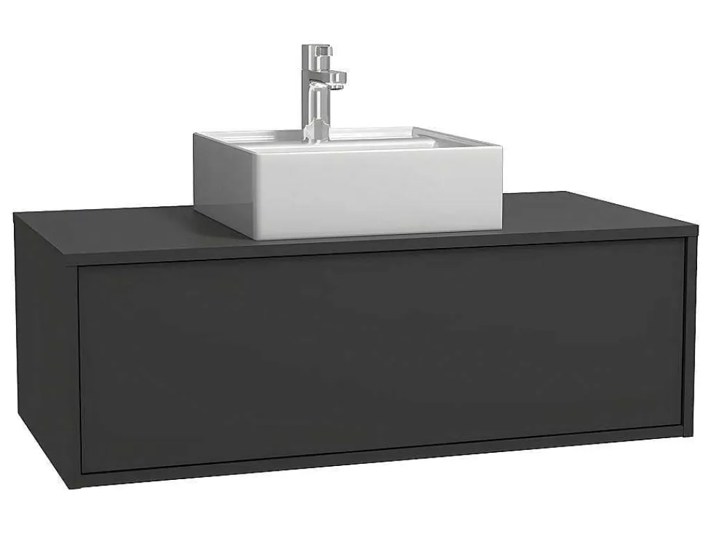 Antracietgrijs Hangend Badkamermeubel Met Enkele Wastafel - 94 Cm - Teana Ii-Vente-unique Hot