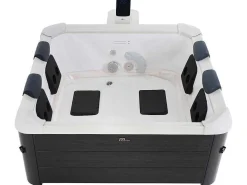 Antracietgrijze Halfharde Spa Met 6 Plaatsen Met Ledverlichting En Accessoires - 128 Stralen - L160 X B160 X H65 Cm - Napuka Van-Mspa Sale